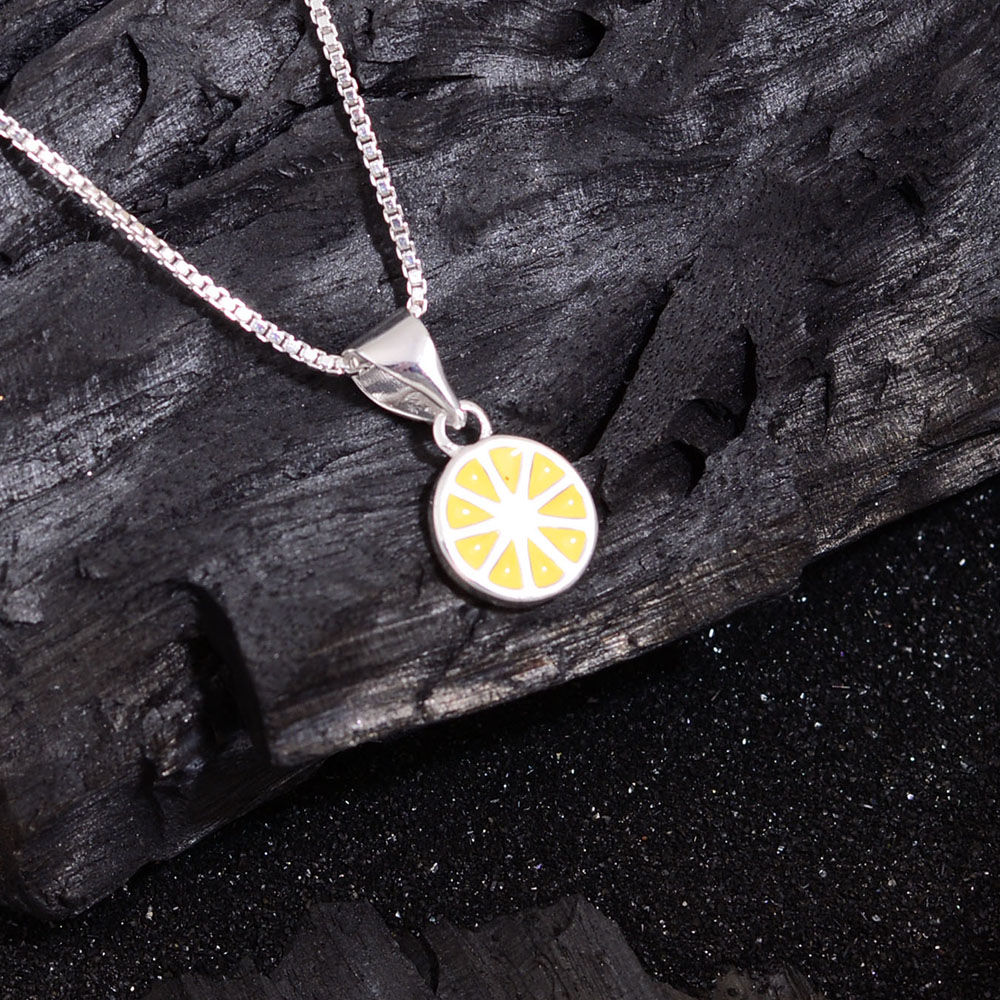Copper Cute Sweet Lemon Enamel Plating Pendant Necklace display picture 3