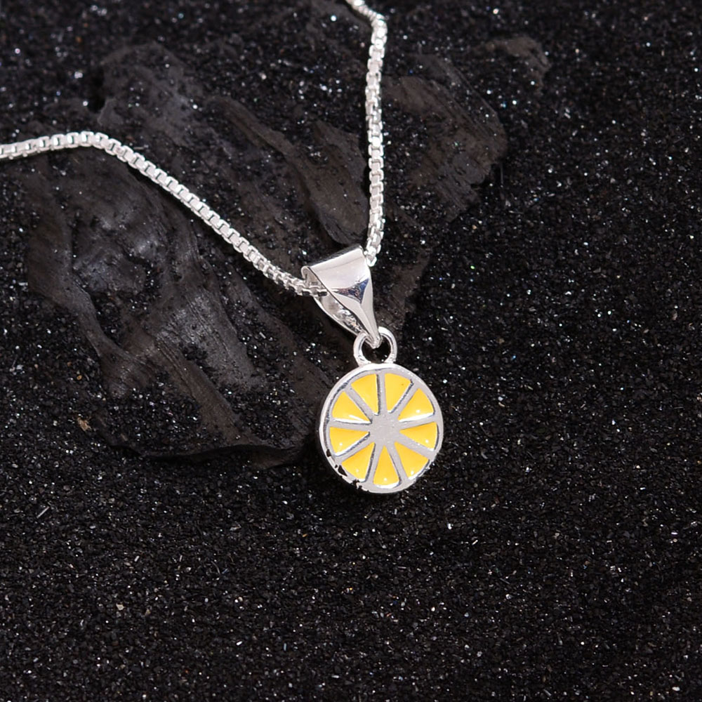 Kupfer Süß Süss Zitrone Emaille Überzug Halskette Mit Anhänger display picture 1