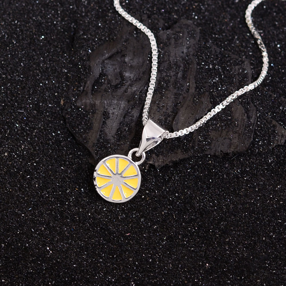 Kupfer Süß Süss Zitrone Emaille Überzug Halskette Mit Anhänger display picture 2