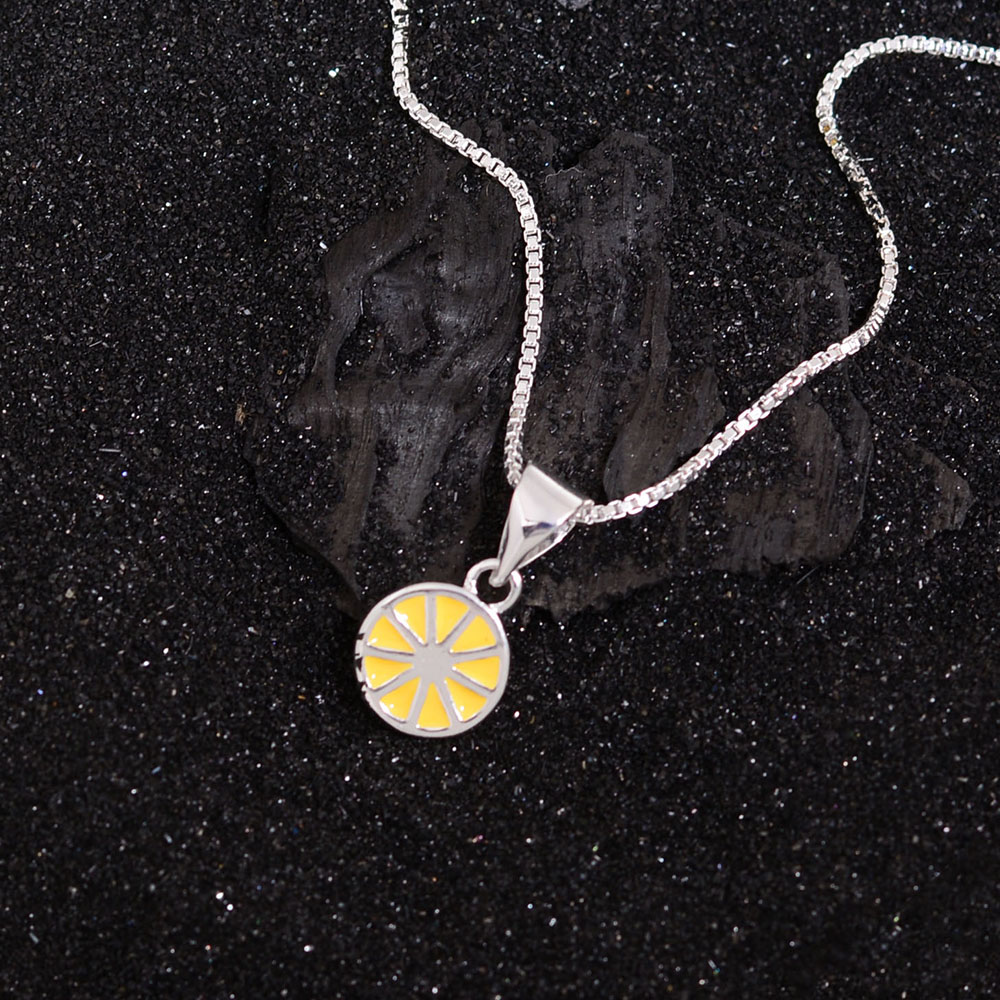 Copper Cute Sweet Lemon Enamel Plating Pendant Necklace display picture 4