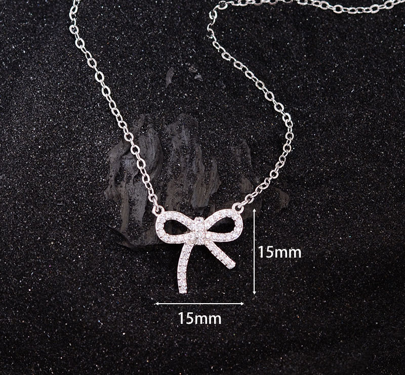 Le Cuivre Style Simple Noeud D'arc Placage Incruster Strass Pendentif display picture 4