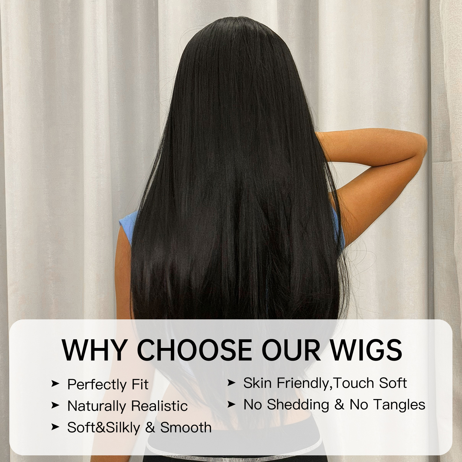 Women's Casual Sexy Black Holiday Home Chemical Fiber Centre Parting Long Straight Hair Wig Net display picture 4