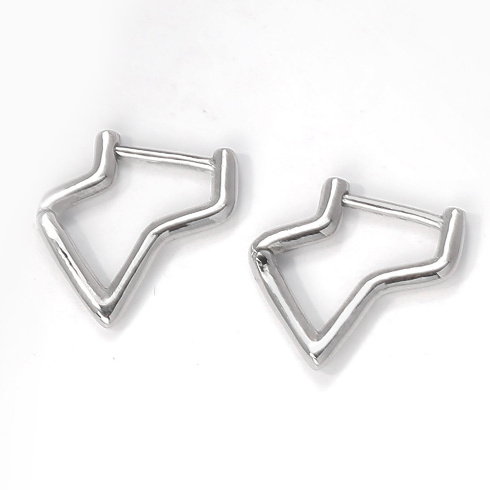 1 Pair Simple Style Irregular Polishing Stainless Steel Hoop Earrings display picture 2