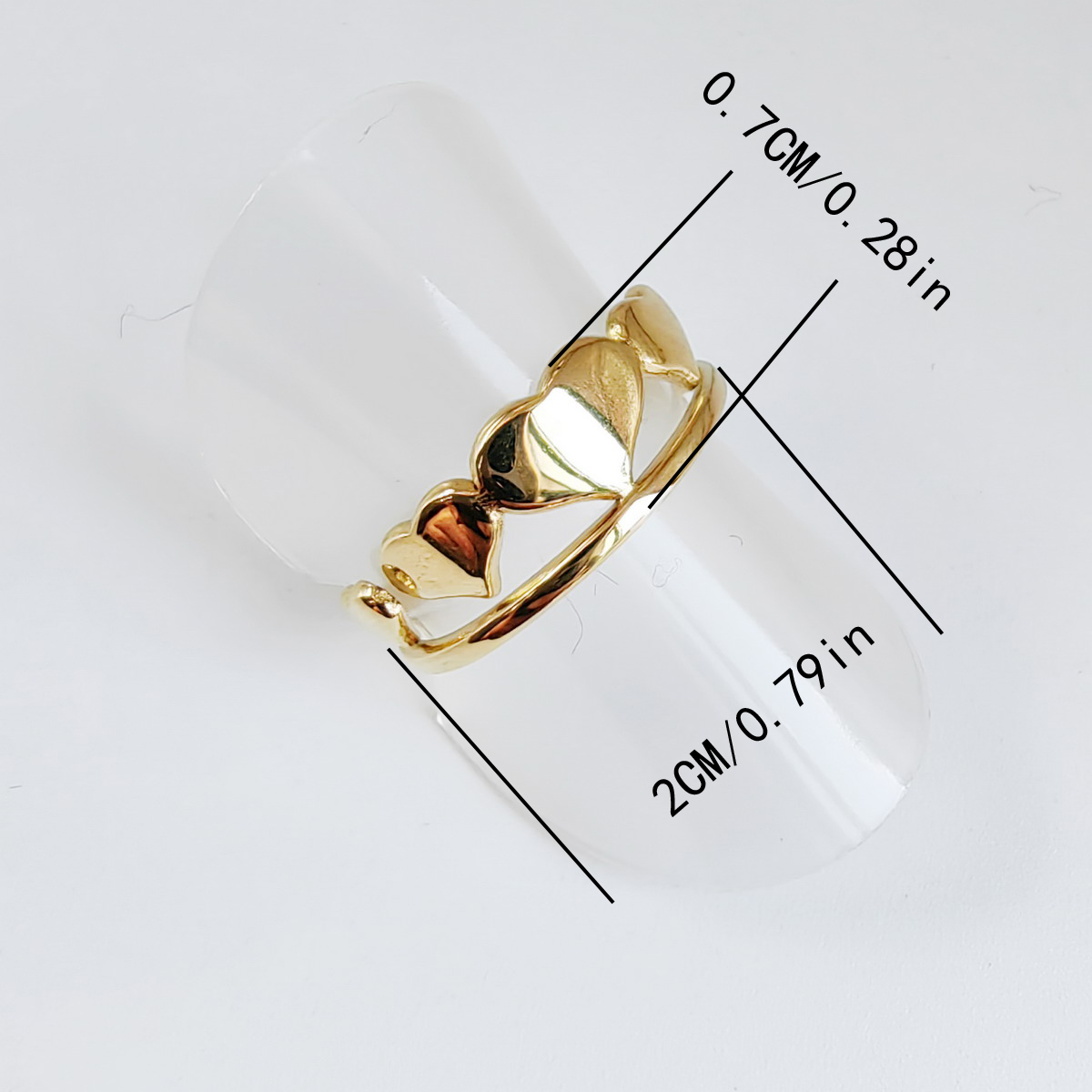 Stainless Steel Titanium Steel 14K Gold Plated Vintage Style Plating Double Heart Open Rings display picture 2