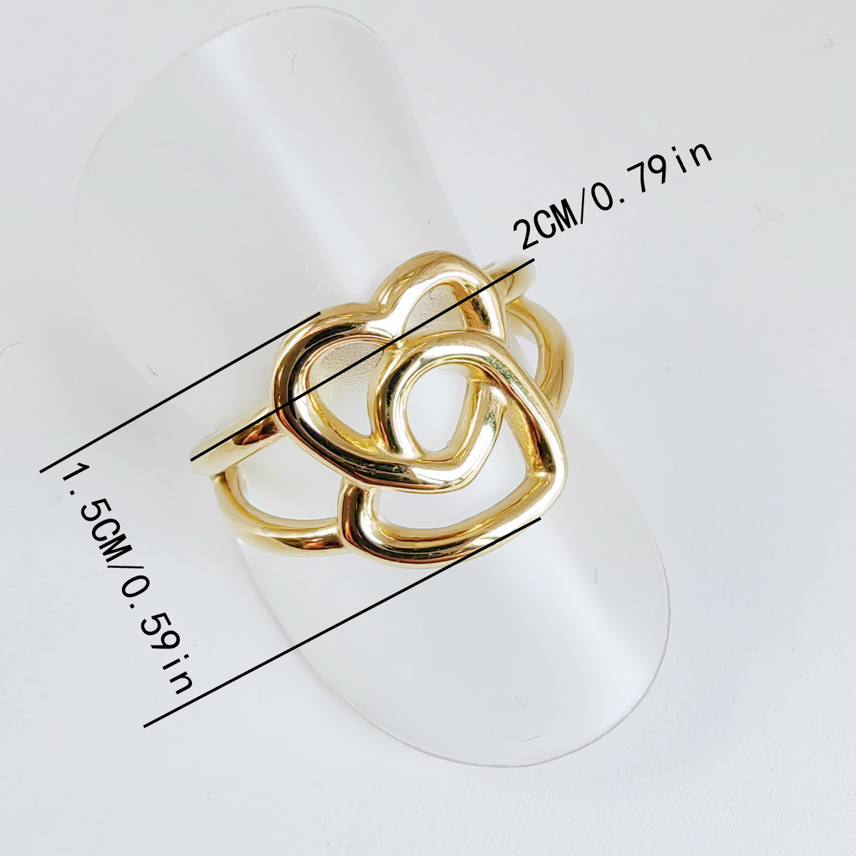 Stainless Steel Titanium Steel 14K Gold Plated Vintage Style Plating Double Heart Open Rings display picture 1