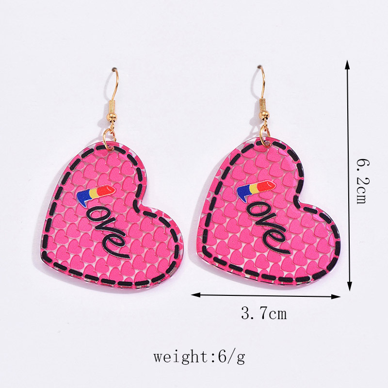 1 Pair Romantic Sweet Letter Heart Shape Arylic Drop Earrings display picture 2
