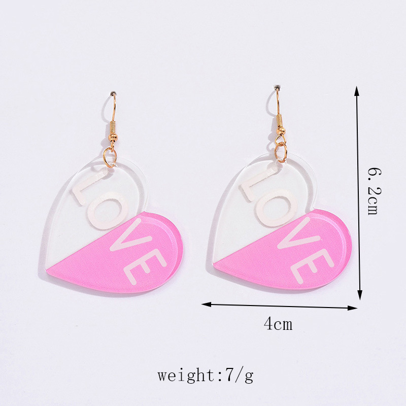 1 Pair Romantic Sweet Letter Heart Shape Arylic Drop Earrings display picture 2