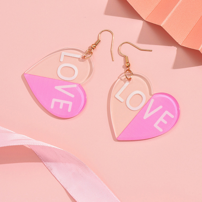 1 Pair Romantic Sweet Letter Heart Shape Arylic Drop Earrings display picture 3