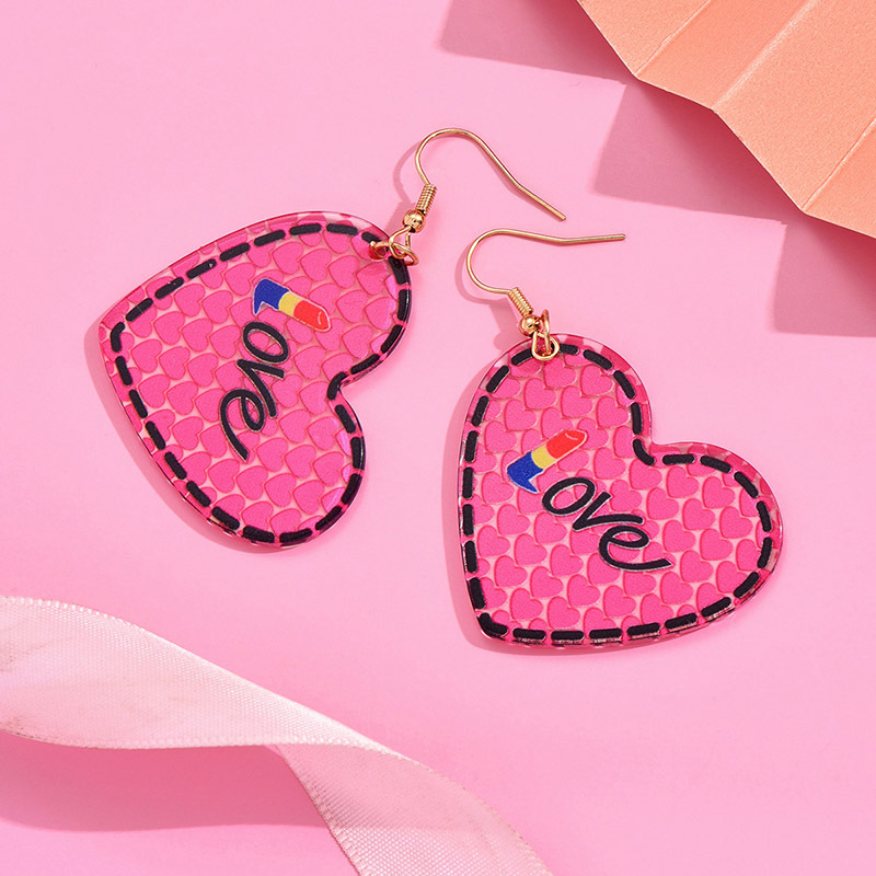 1 Pair Romantic Sweet Letter Heart Shape Arylic Drop Earrings display picture 4