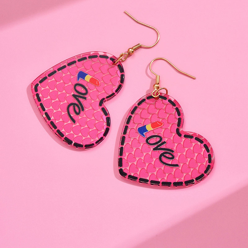 1 Pair Romantic Sweet Letter Heart Shape Arylic Drop Earrings display picture 5