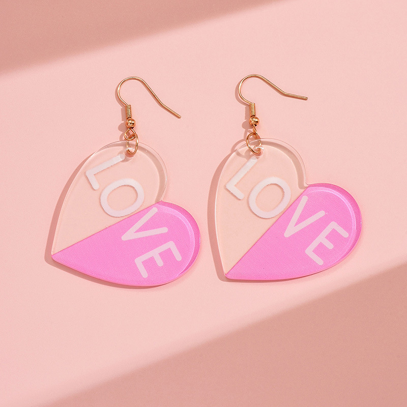 1 Pair Romantic Sweet Letter Heart Shape Arylic Drop Earrings display picture 5