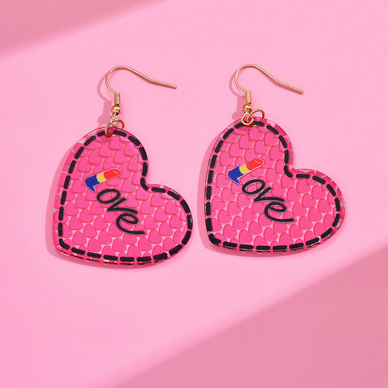1 Pair Romantic Sweet Letter Heart Shape Arylic Drop Earrings display picture 6