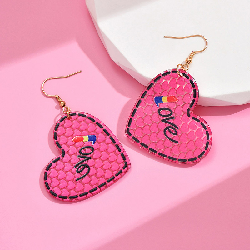 1 Pair Romantic Sweet Letter Heart Shape Arylic Drop Earrings display picture 7