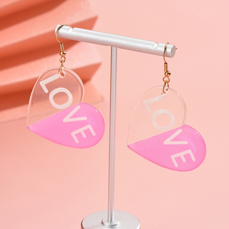 1 Pair Romantic Sweet Letter Heart Shape Arylic Drop Earrings display picture 7