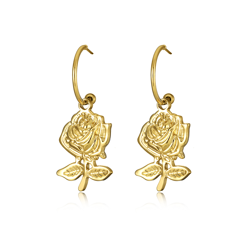 1 Pair Romantic Rose Plating 304 Stainless Steel 18K Gold Plated Drop Earrings display picture 13