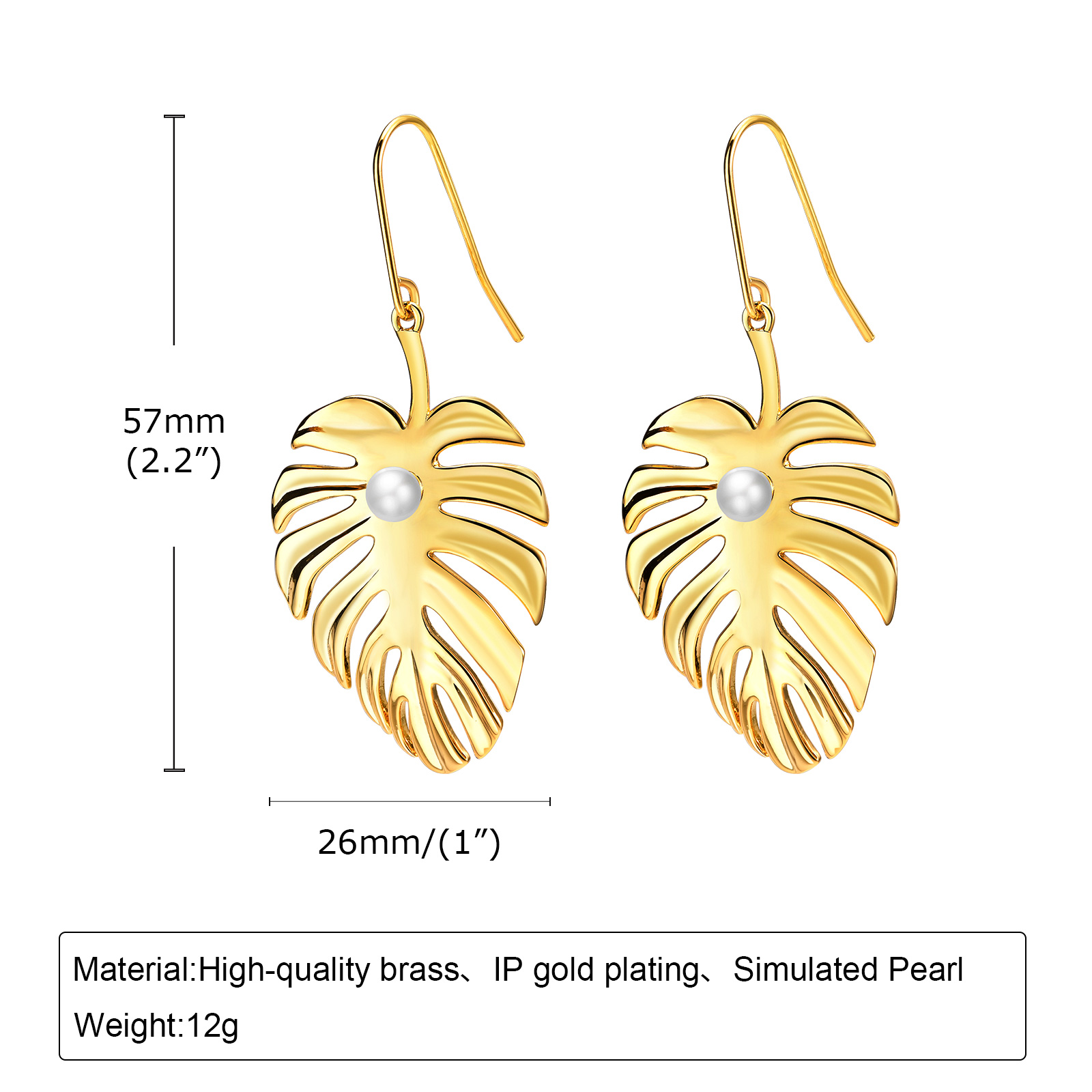 1 Pair Vintage Style Leaves Plating Brass Gold Plated Drop Earrings display picture 1