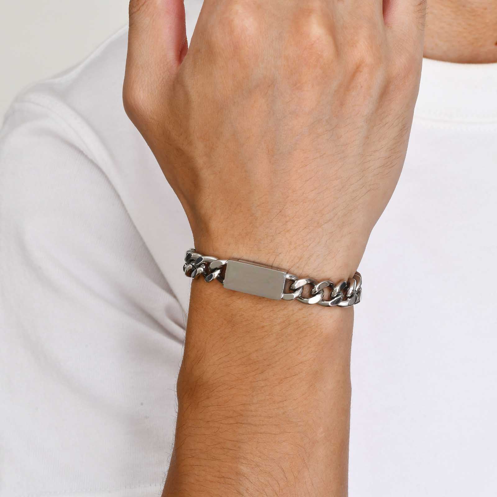 Simple Style Solid Color Stainless Steel Men's Bracelets display picture 1
