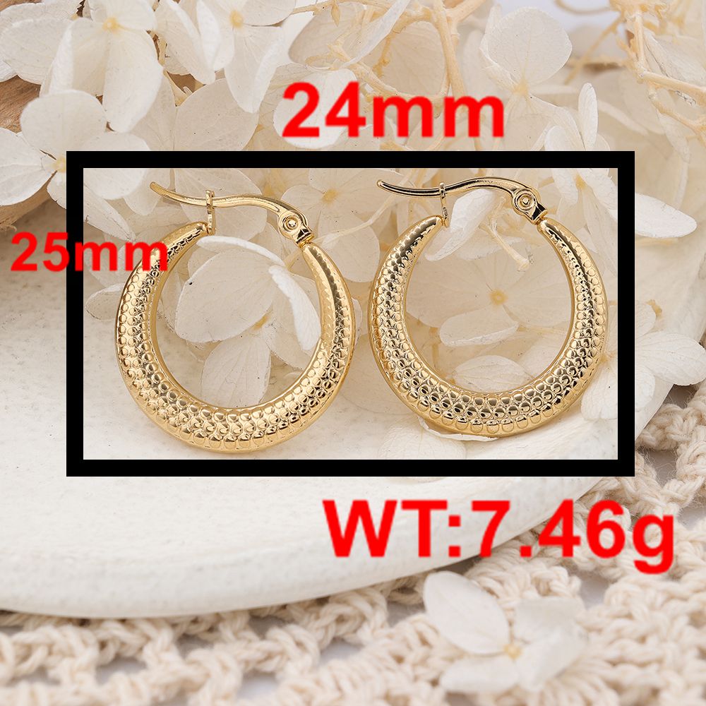 1 Paire Style IG Géométrique Couleur Unie Placage Acier Inoxydable 304 Boucles D'oreilles Cerceau display picture 3