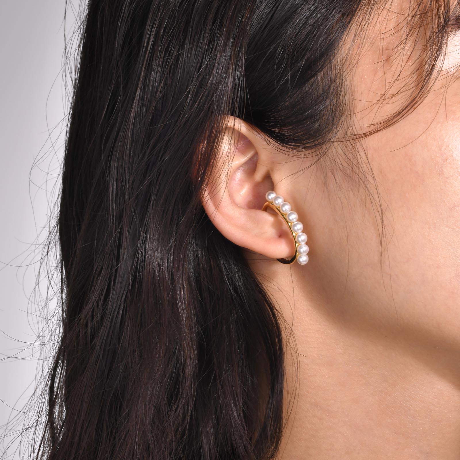 1 Pair Simple Style Geometric Plating Inlay Brass Artificial Pearls Gold Plated Ear Cuffs display picture 6