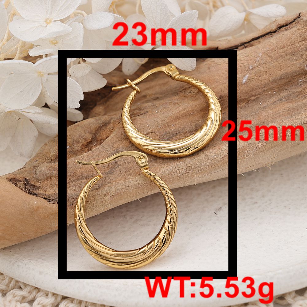 1 Pair IG Style Geometric Plating 304 Stainless Steel Hoop Earrings display picture 4