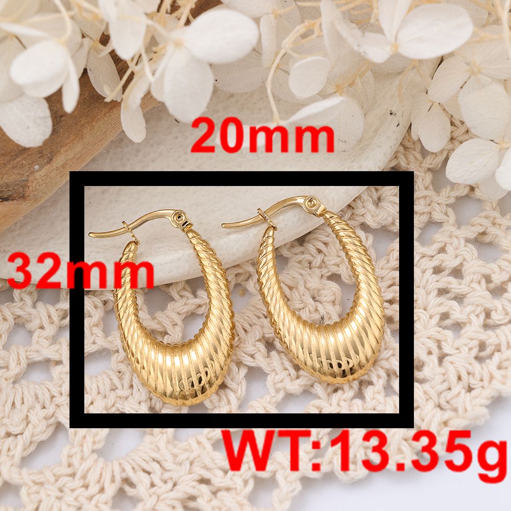 1 Pair IG Style U Shape Plating 304 Stainless Steel Hoop Earrings Ear Studs display picture 5
