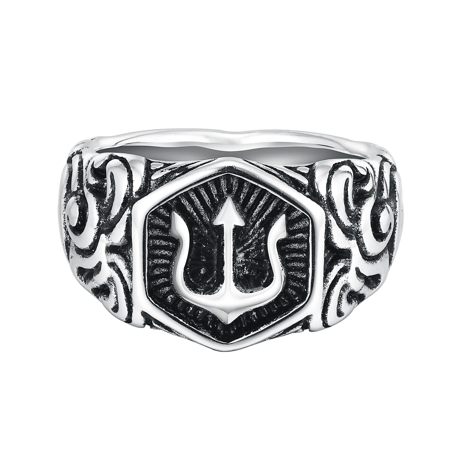 Retro Punk Geometric 304 Stainless Steel Men's Rings display picture 2