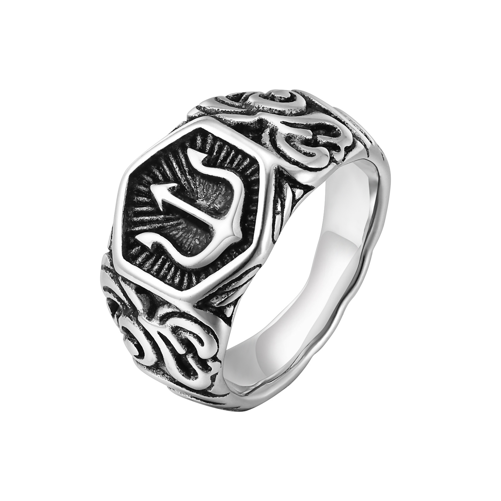 Retro Punk Geometric 304 Stainless Steel Men's Rings display picture 7
