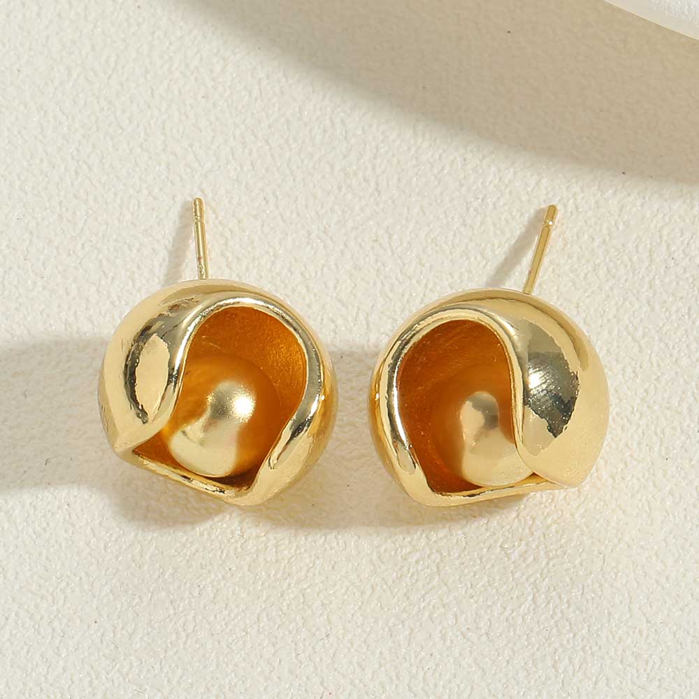 1 Pair Vintage Style Round Inlay Copper Zircon 14K Gold Plated Ear Studs display picture 4