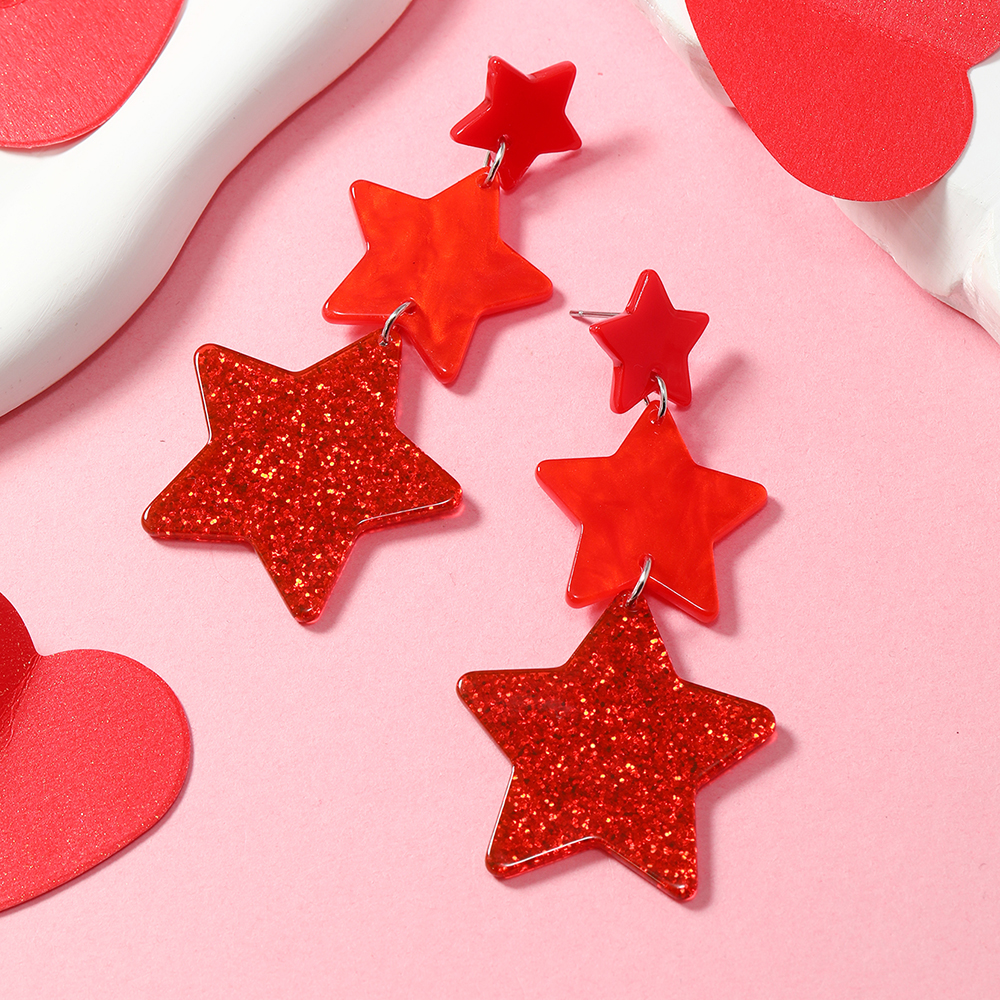 1 Pair Cute Sweet Star Heart Shape Arylic Drop Earrings display picture 18