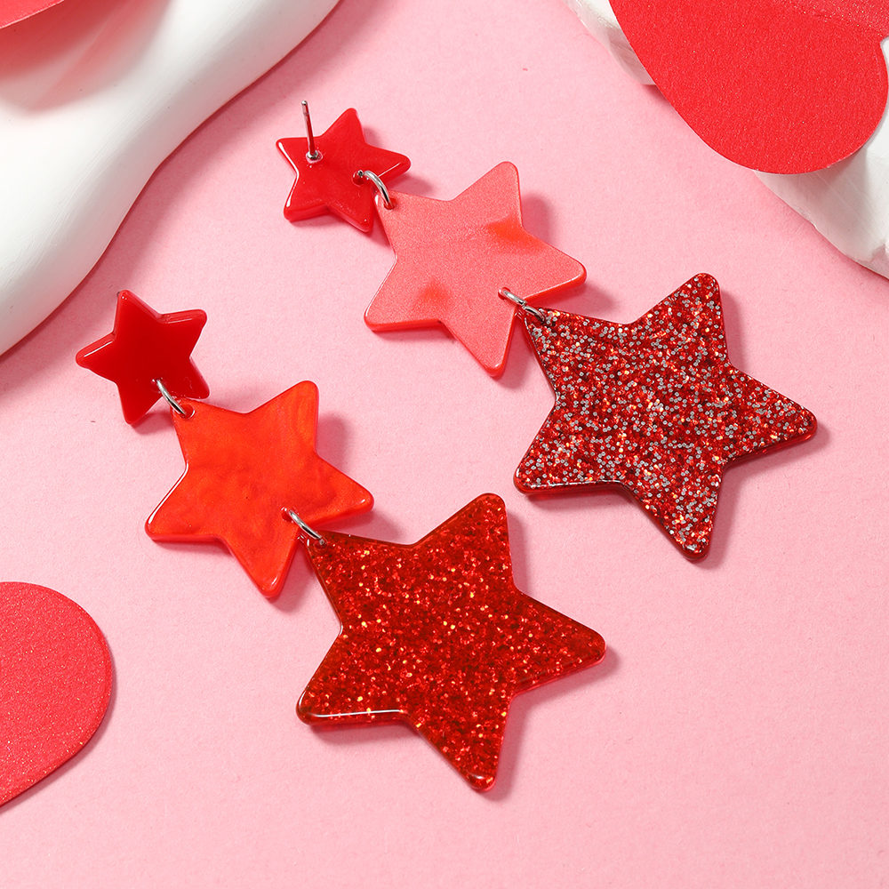 1 Pair Cute Sweet Star Heart Shape Arylic Drop Earrings display picture 20