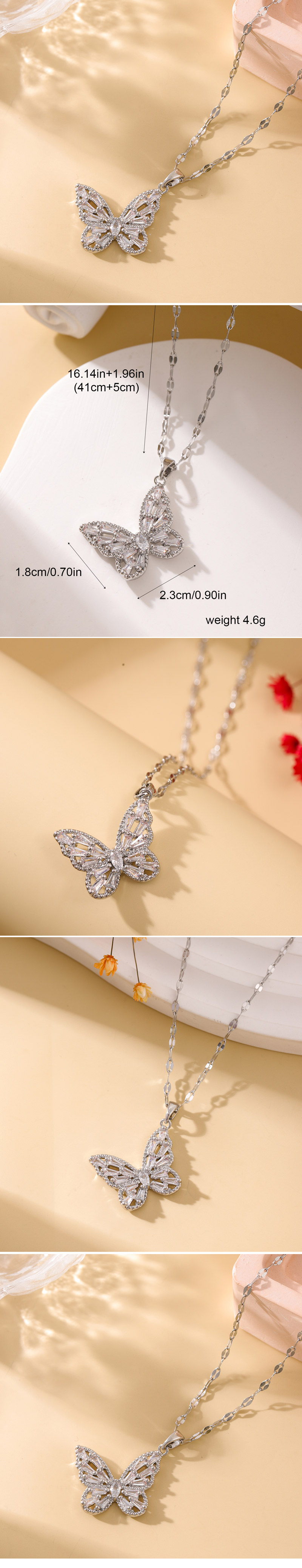 Kupfer Einfacher Stil Schmetterling Halskette Mit Anhänger display picture 1