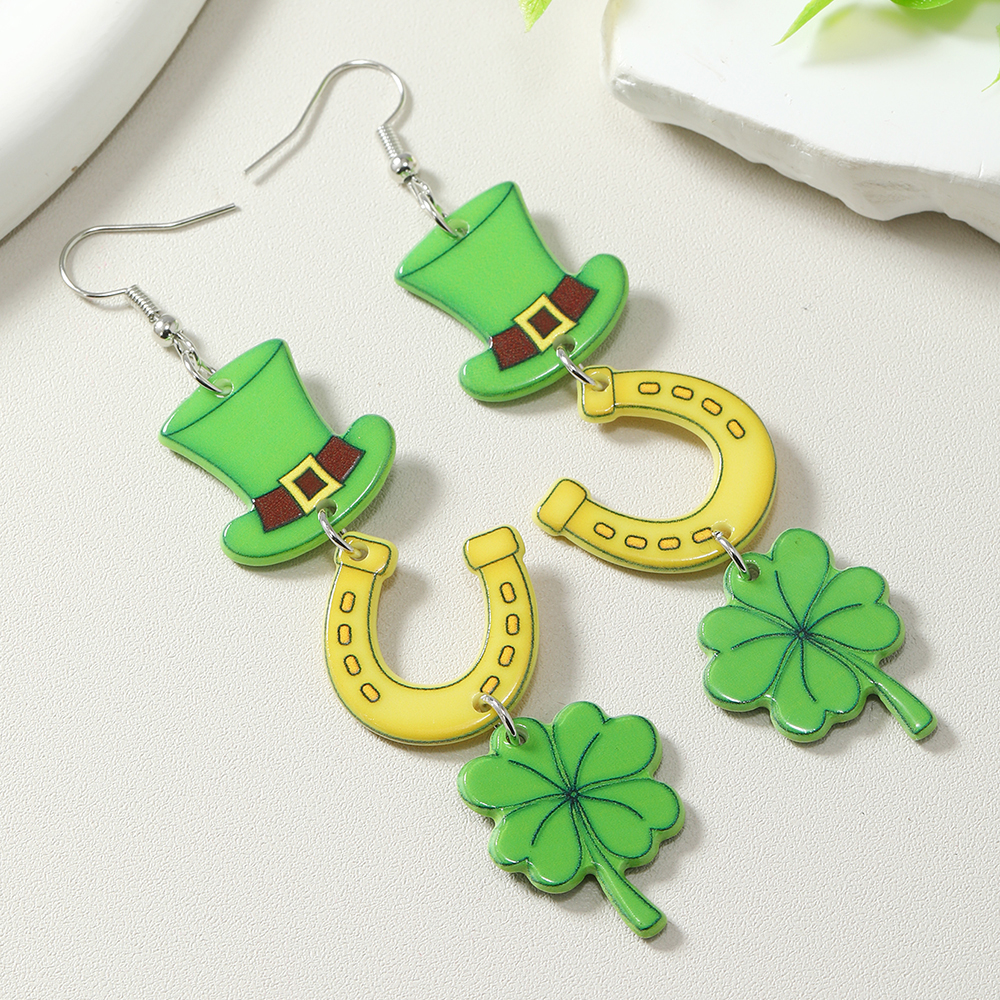 1 Pair Casual Shamrock Arylic Drop Earrings display picture 12
