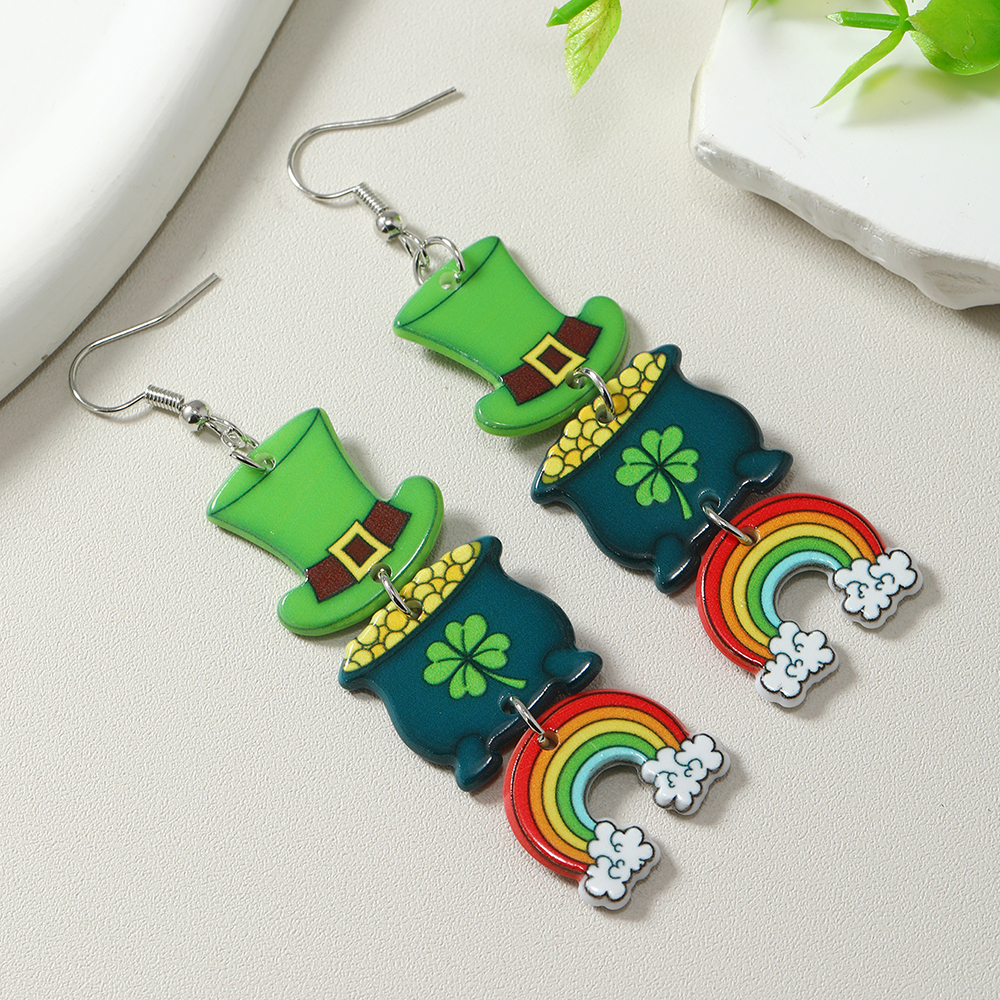 1 Pair Casual Shamrock Arylic Drop Earrings display picture 17