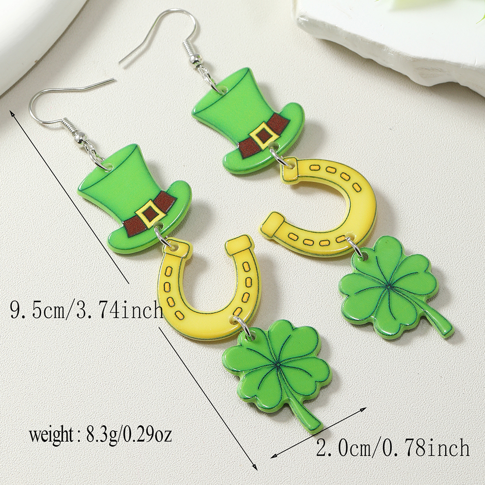 1 Pair Casual Shamrock Arylic Drop Earrings display picture 13