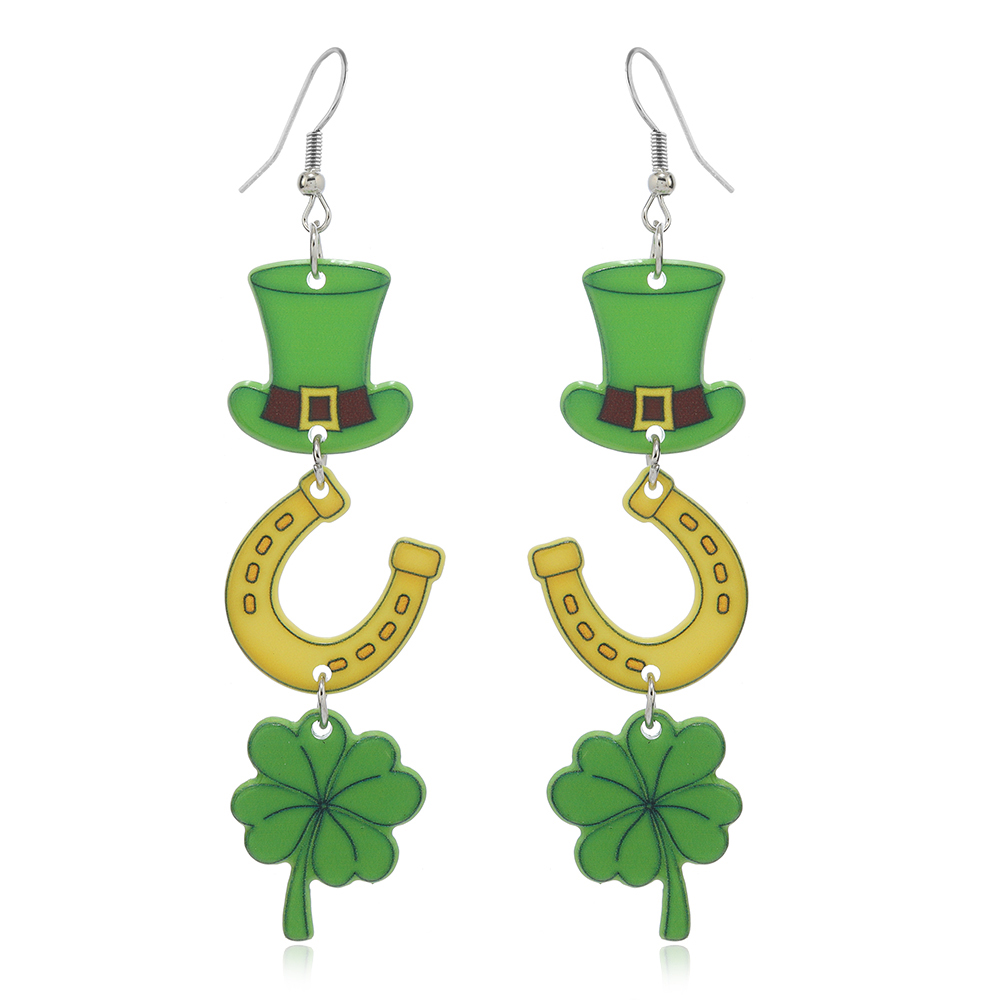 1 Pair Casual Shamrock Arylic Drop Earrings display picture 14