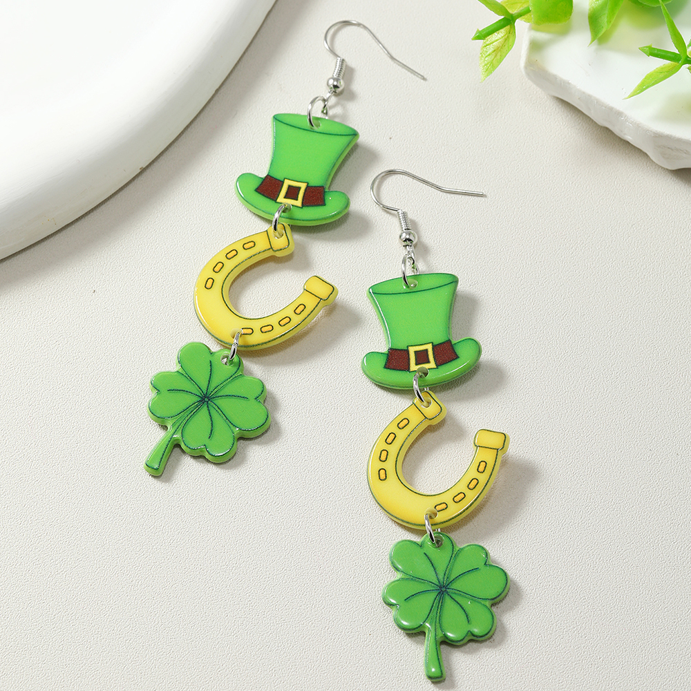 1 Pair Casual Shamrock Arylic Drop Earrings display picture 15