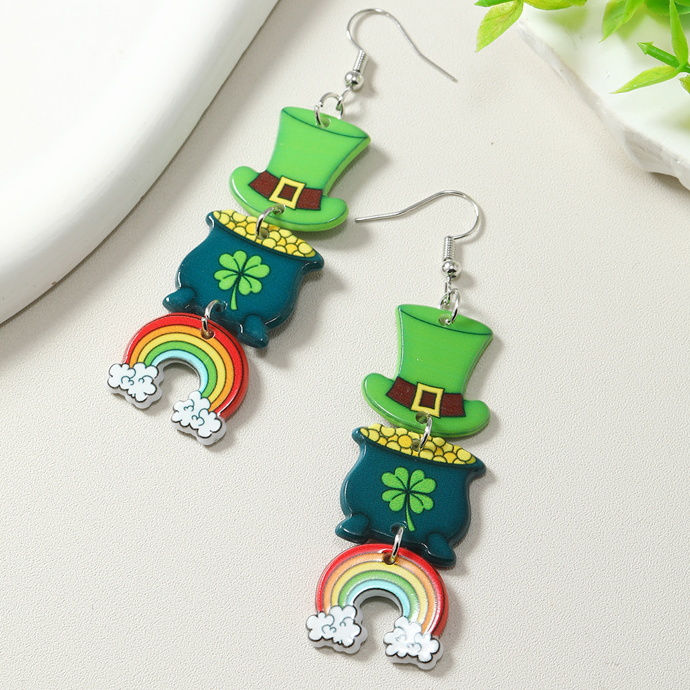 1 Pair Casual Shamrock Arylic Drop Earrings display picture 20