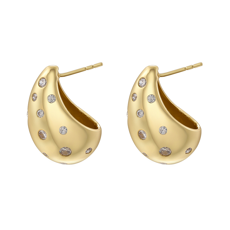 1 Pair Classic Style Water Droplets Pea Plating Hollow Out Inlay Copper Artificial Pearls Copper Zircon Ear Studs display picture 1