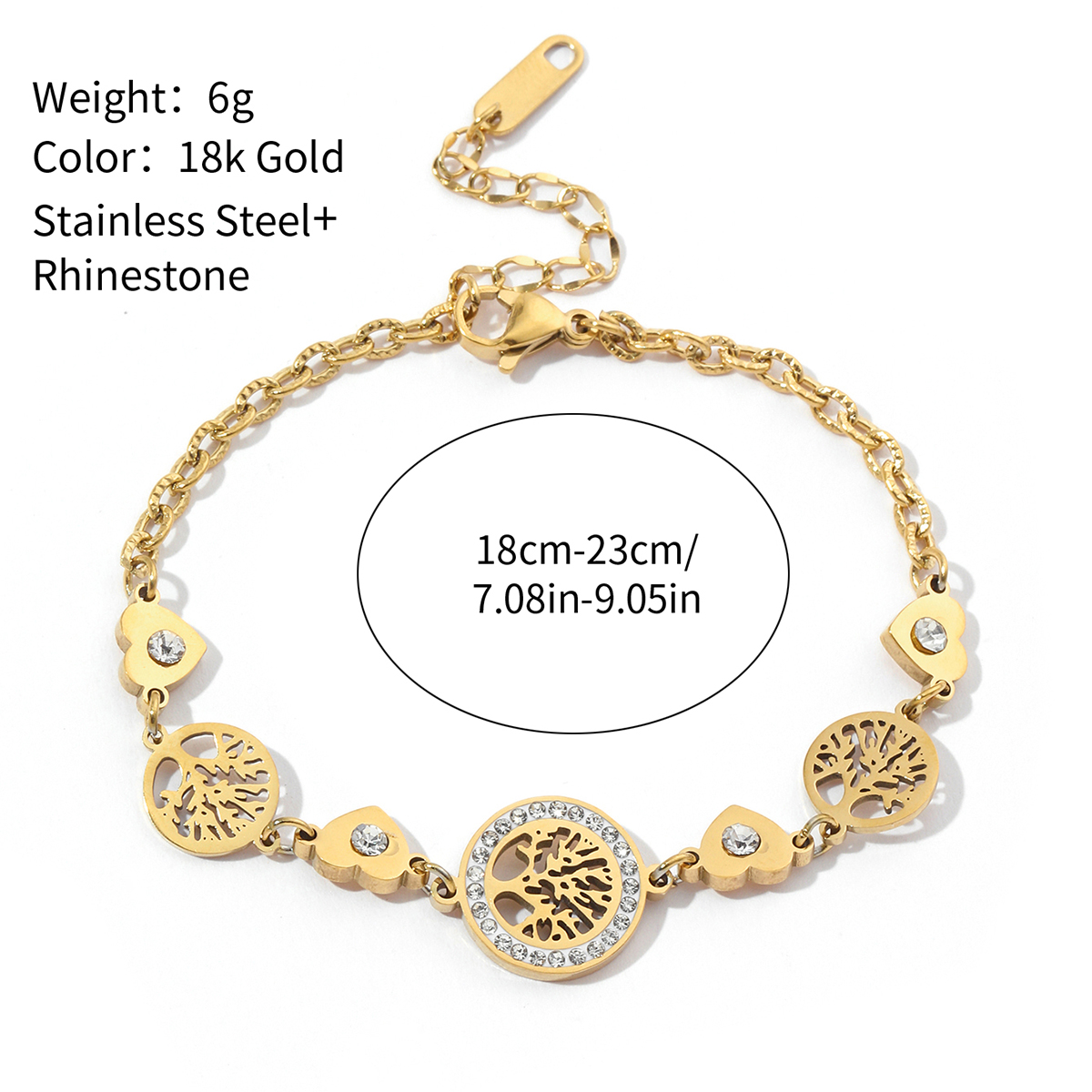 201 Stainless Steel Elegant Polishing Plating Red Heart Life Tree Bracelets display picture 3