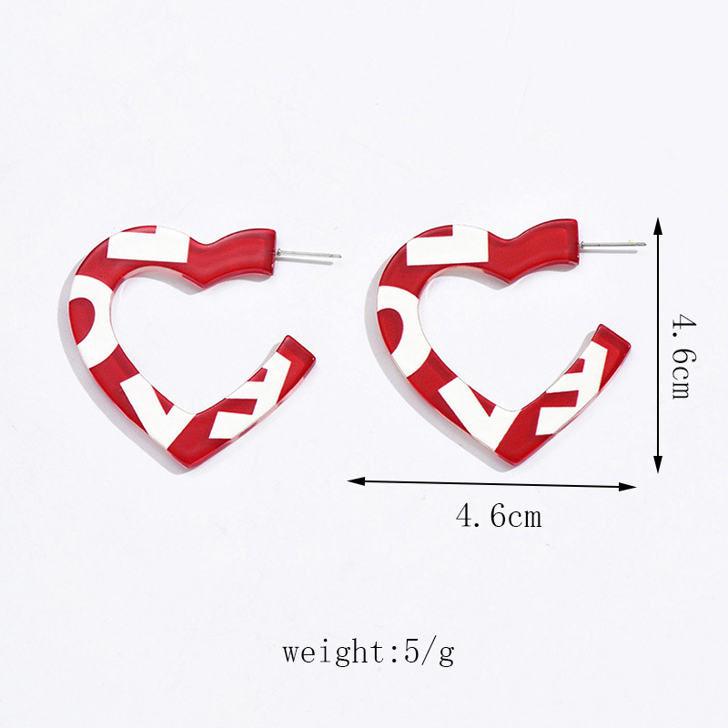 1 Pair Cute Heart Shape Polishing Arylic Ear Studs display picture 2