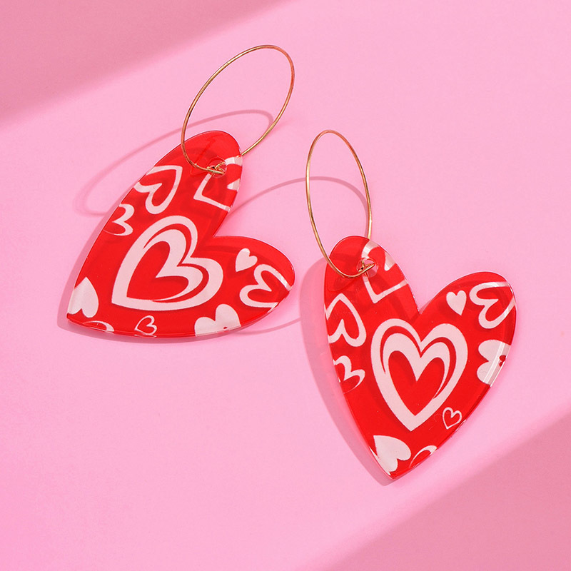 1 Pair Sweet Geometric Heart Shape Polishing Arylic Drop Earrings display picture 6