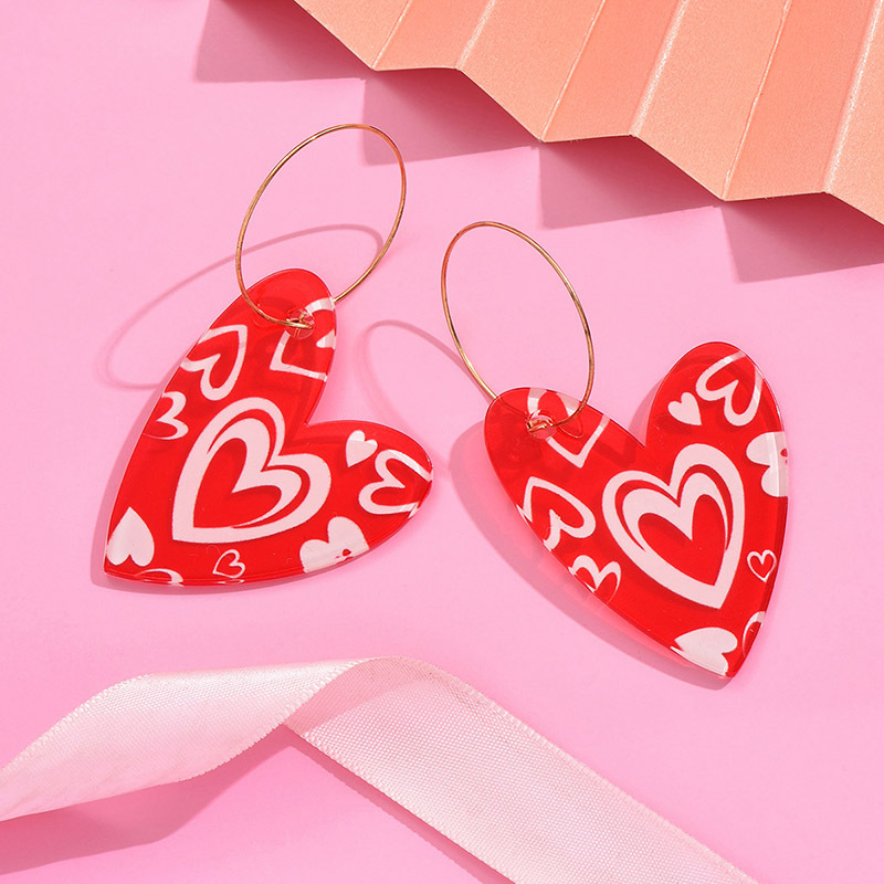 1 Pair Sweet Geometric Heart Shape Polishing Arylic Drop Earrings display picture 7