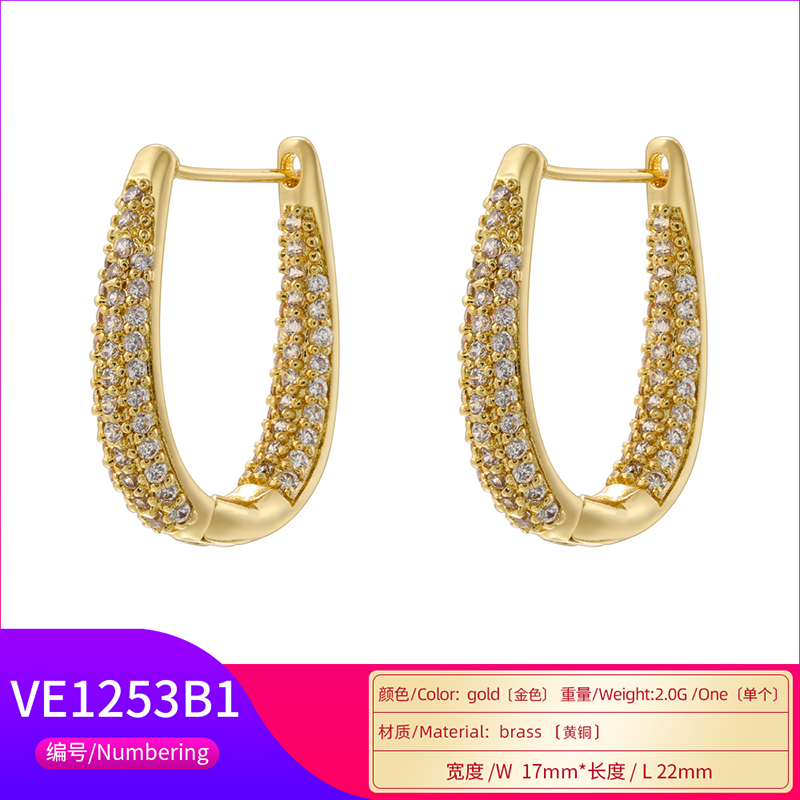 1 Pair IG Style U Shape Heart Shape Pea Plating Inlay Copper Zircon Hoop Earrings display picture 12
