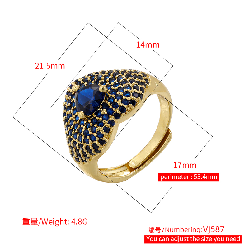 Wholesale Vintage Style Heart Shape Copper Plating Inlay Zircon Open Rings display picture 19