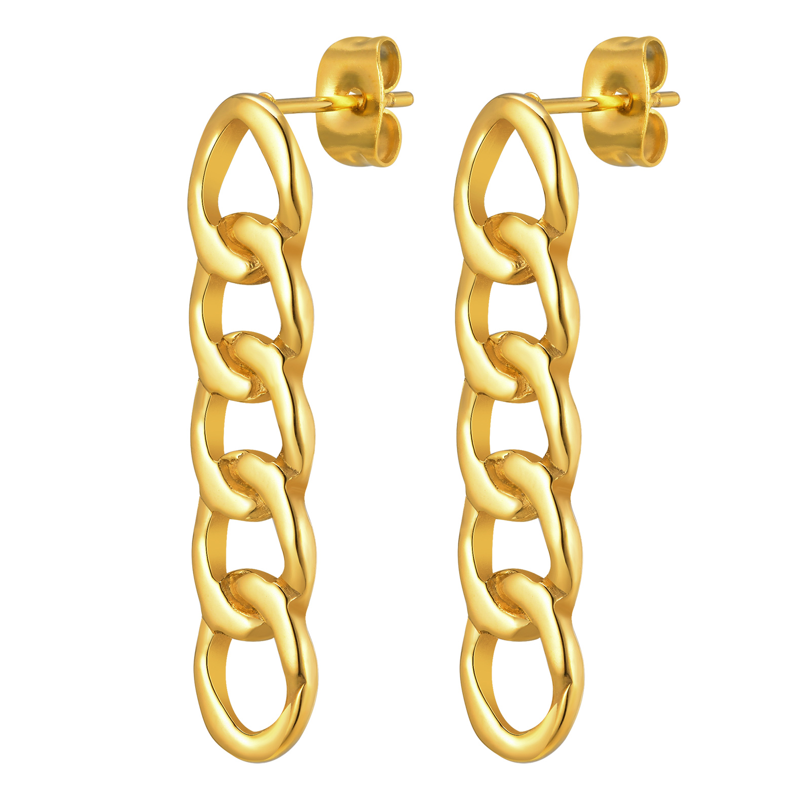 1 Pair IG Style Simple Style Chain 201 Stainless Steel 18K Gold Plated Drop Earrings display picture 6