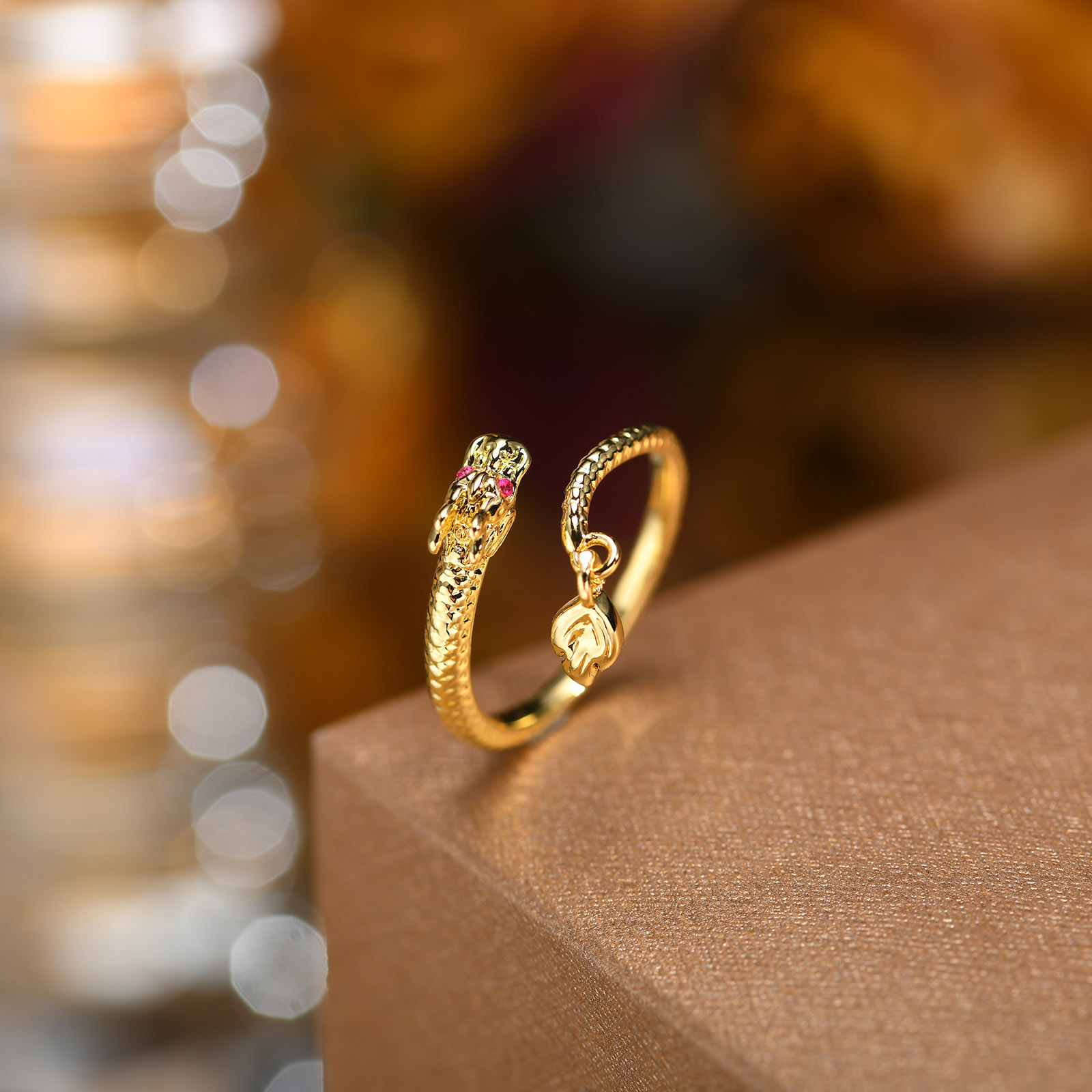Kupfer Vergoldet Einfacher Stil Überzug Drachen Offener Ring display picture 1