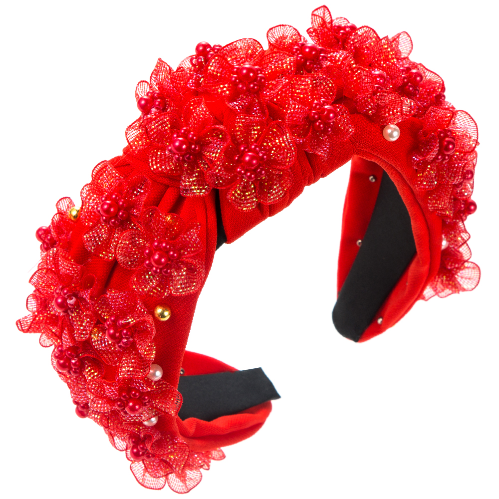 Women's Elegant Flower Petal Alloy Cloth Flowers Lace Beads Hair Band display picture 8