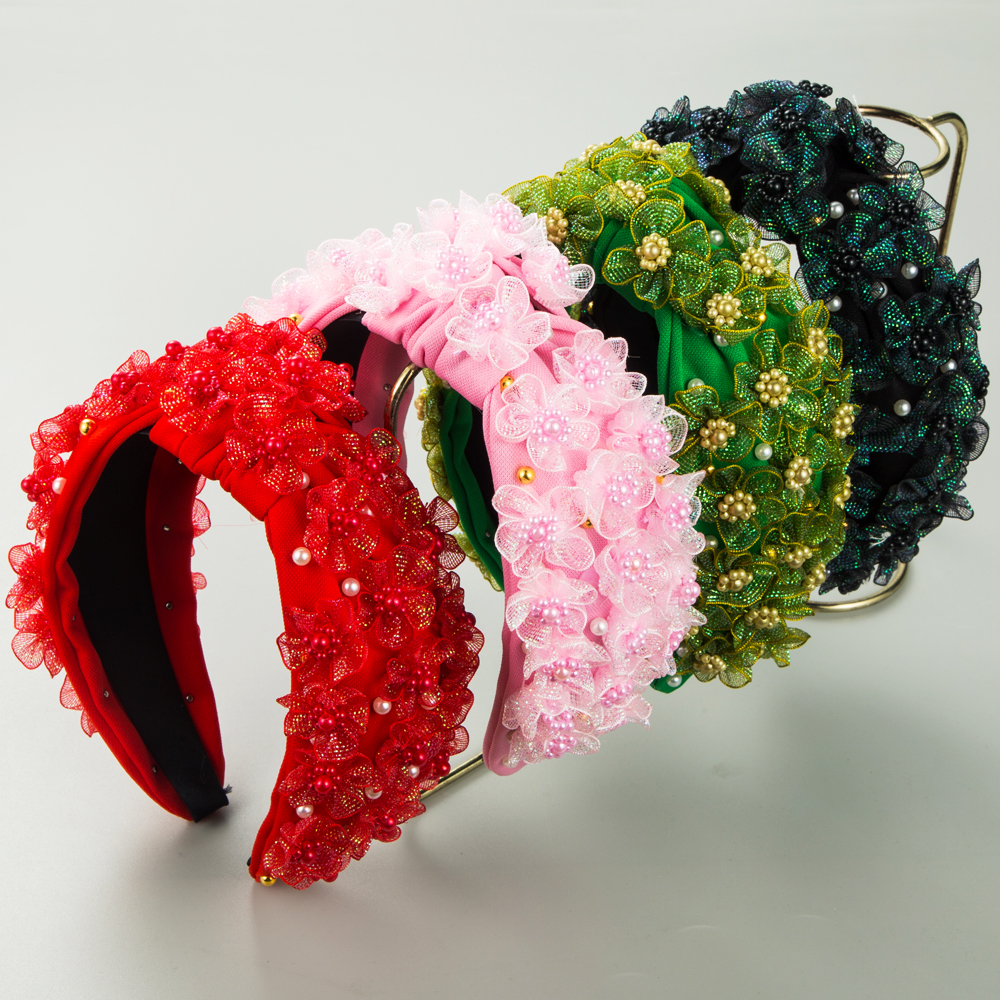 Women's Elegant Flower Petal Alloy Cloth Flowers Lace Beads Hair Band display picture 2