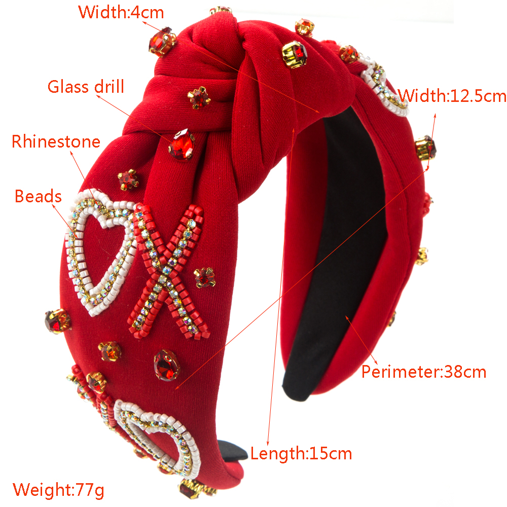 Women's Elegant Heart Shape Cloth Inlay Rhinestones Glass Drill Beads Hair Band display picture 1