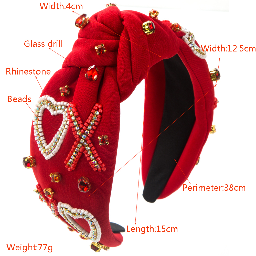 Women's Elegant Luxurious Rugby Heart Shape Knot Cloth Beaded Inlay Glass Drill Pearl Hair Band display picture 2